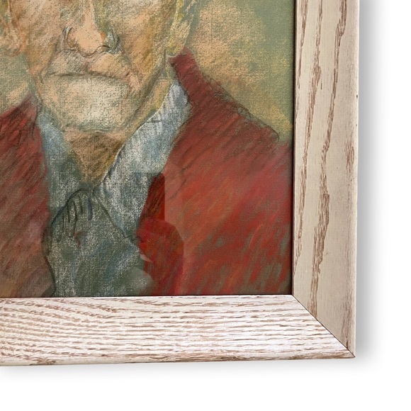 Original Art - Portrait of a Man - Chalk Drawing Unsigned Vintage Framed Picture - Picture 3 of 5
